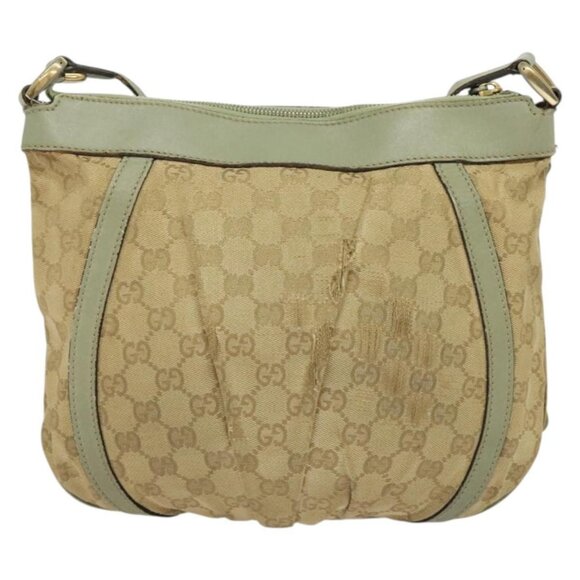 GUCCI GG Canvas Shoulder Bag Beige Gold - Picture 3 of 16